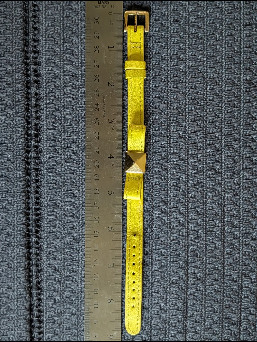 Yellow Leather Pyramid-Stud Wrap Bracelet